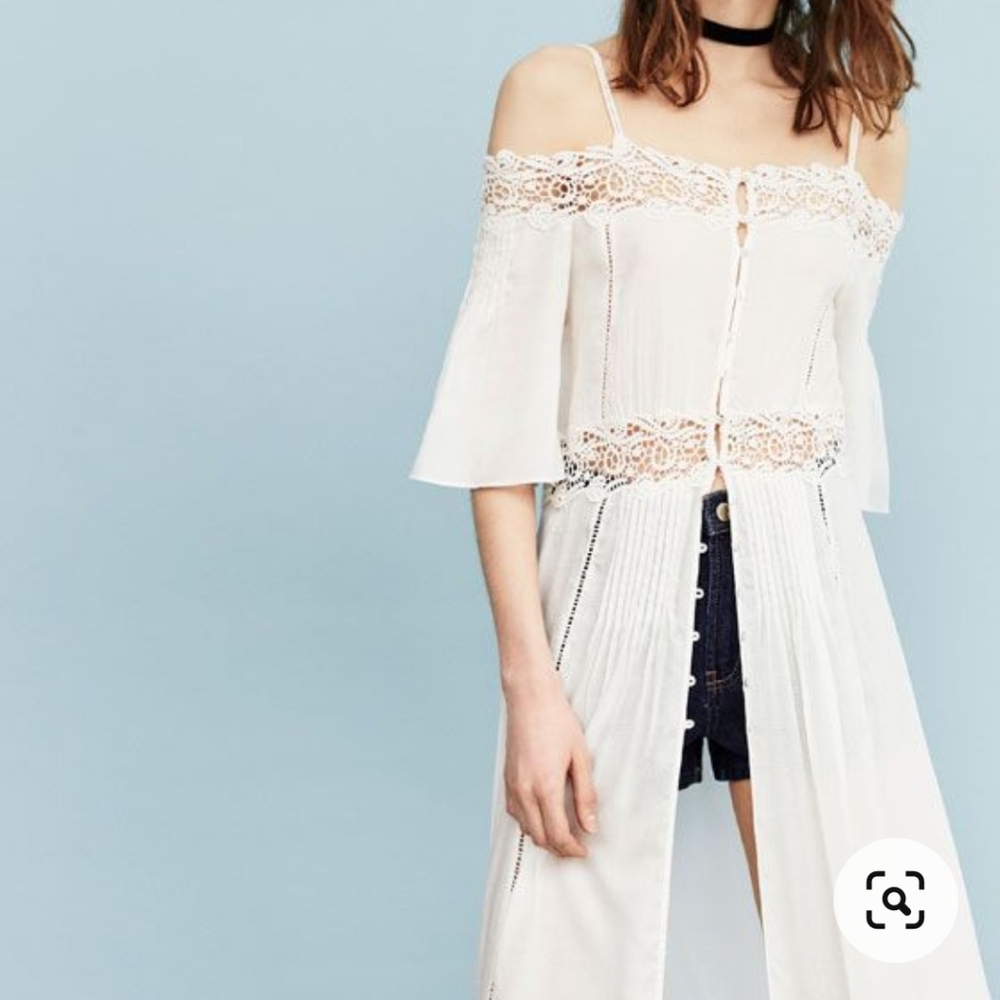 Zara Boho White Chrochet Lace Off Shoulder Summer Sundress Cochella Dress S
